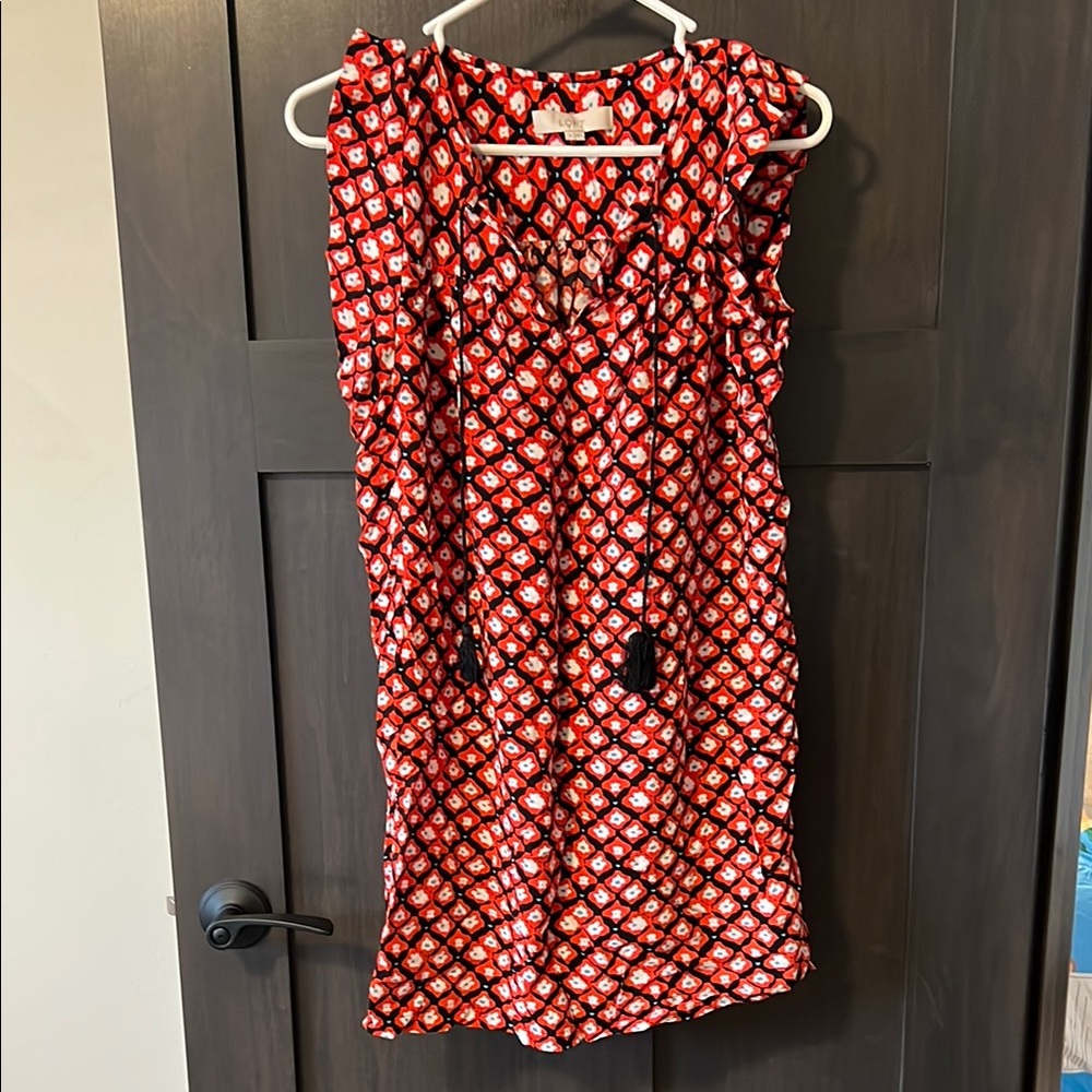 LOFT Red Patterned Sleeveless tunic/ Dress- Size Small